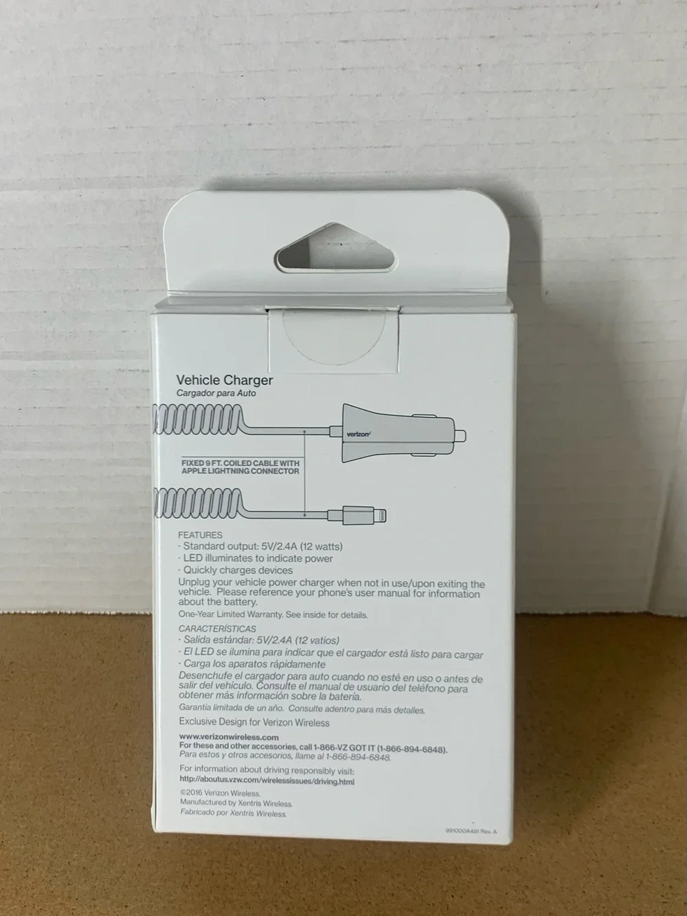 Verizon Black Vehicle Charger for iPhone iPad iPod - 5V/2.4A